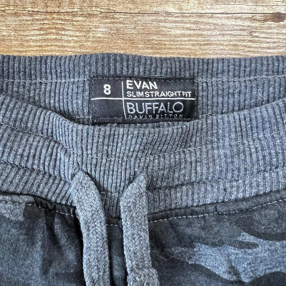 Buffalo David Bitton Evan Boys  Grey Camo‎ Slim Straight Knit Shorts Size 8